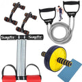 SUREFIT 4in1 Home Gym Combo | Double Spring Tummy Trimmer, Resistance Toning Tube, Ab Roller & PushUp Bar | Full Body Fitness