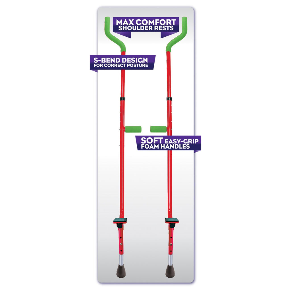Geospace Original Walkaroo Xtreme Steel Balance Stilts With Height Adjustable Vert Lifters For Outdoor/Indoor Active Play & Exer