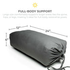 Sunshine Yoga Extra Firm Large Yoga Bolster, 24'' X 12'' X 6'' Restorative Yoga Pillow With Removable Cinched Cover, Rectangular