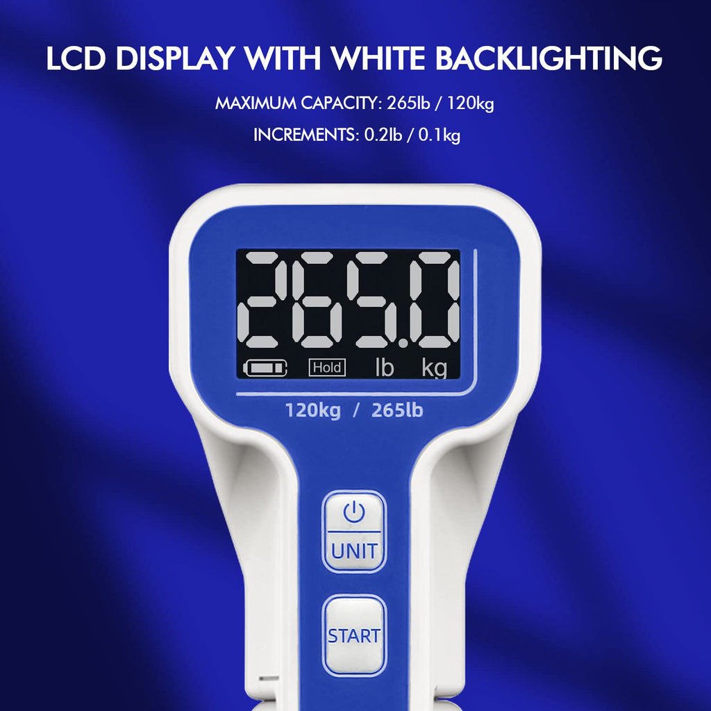 Handexer Grip Strength Tester with Protective Case 265lb/120kg, Digital Hand Dynamometer FDA Registered with Backlit LCD for Gri