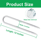 Trampolines Wind Stakes 4 Pack 12 Inch, U Shaped Rebar Stakes Heavy Duty, Safety Ground Anchor Galvanized Steel Wind Stakes For