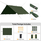 Free Soldier Camping Tarp Waterproof Portable Multifunctional Outdoor Camping Traveling Awning Backpacking Shelter Rain Tarp (Da
