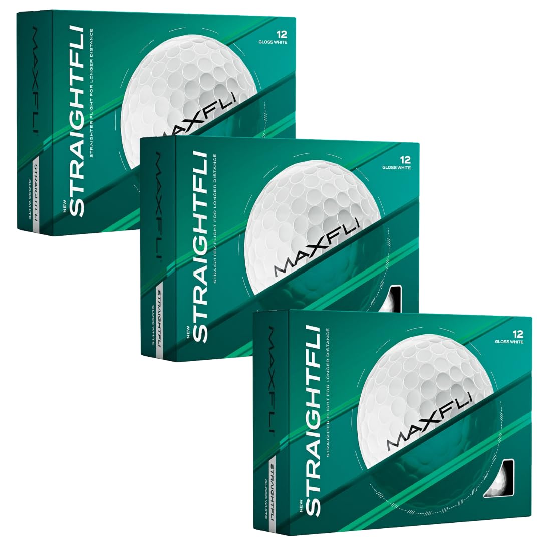 Maxfli StraightFli Golf Balls - Gloss White, 36- Pack | Low Spin Distance Golf Balls for Straighter Shots | Soft Feel, Durable I