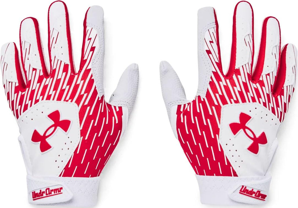 Under Armour Boys Clean Up T Ball Gloves, (101) White/Red/Red, One Size Fits Most