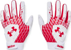 Under Armour Boys Clean Up T Ball Gloves, (101) White/Red/Red, One Size Fits Most