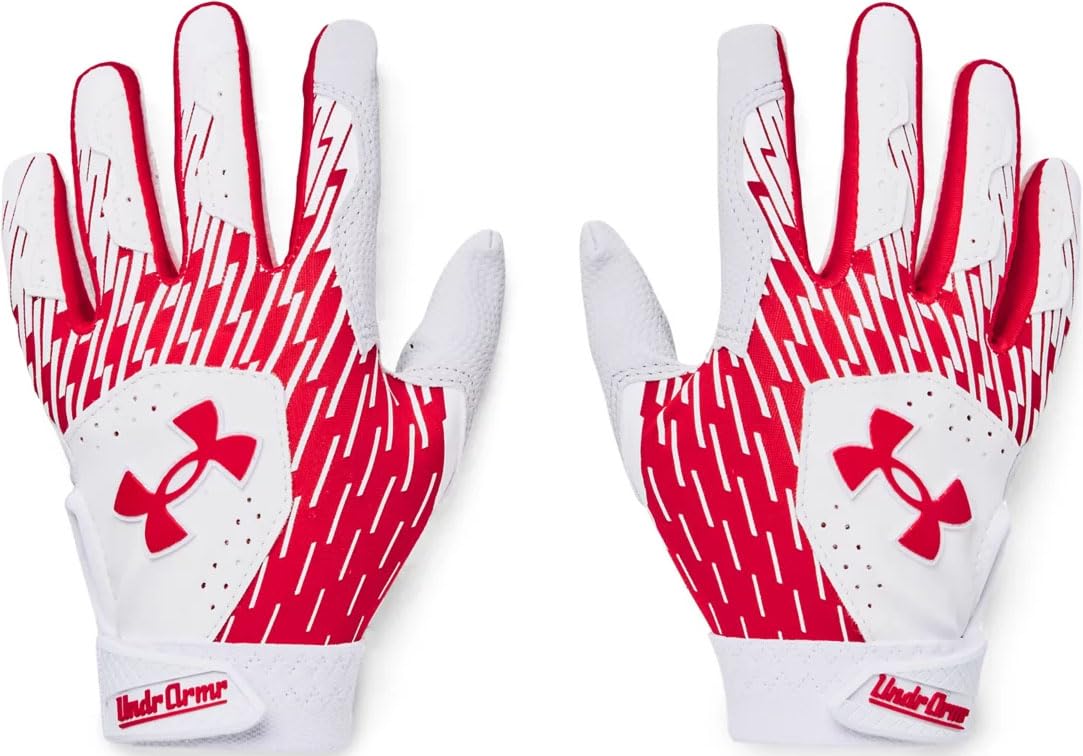 Under Armour Boys Clean Up T Ball Gloves, (101) White/Red/Red, One Size Fits Most