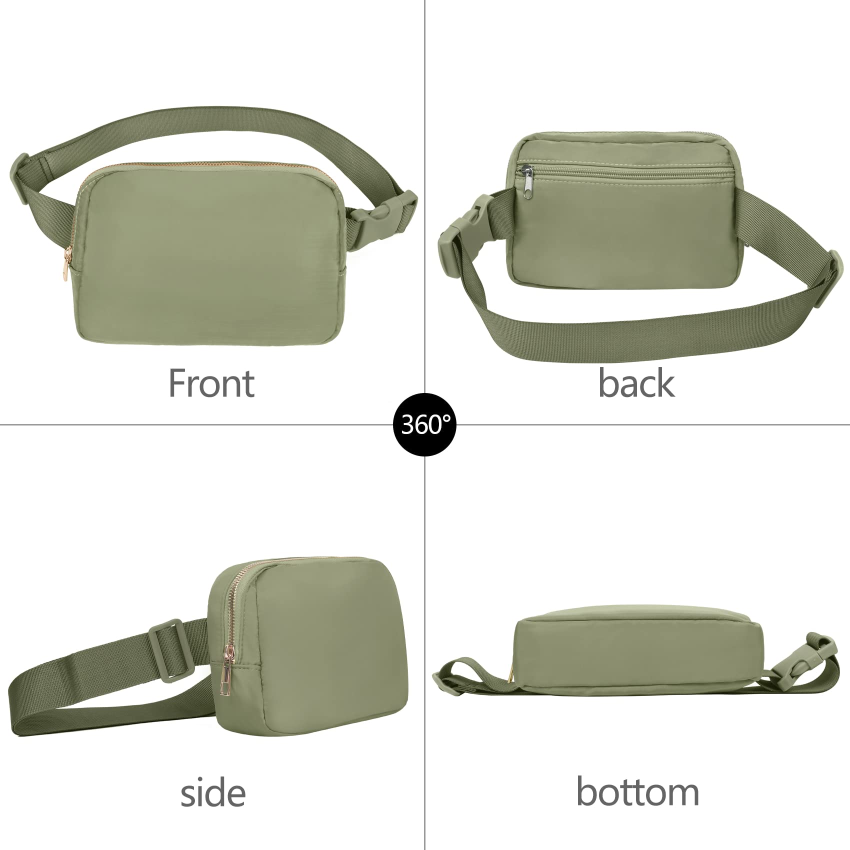 Vorolo Fanny Pack Christmas Gift For Women And Men Crossbody Bag Belt Bag Bum Bag With Adjustable Strap For Sports Khaki Green