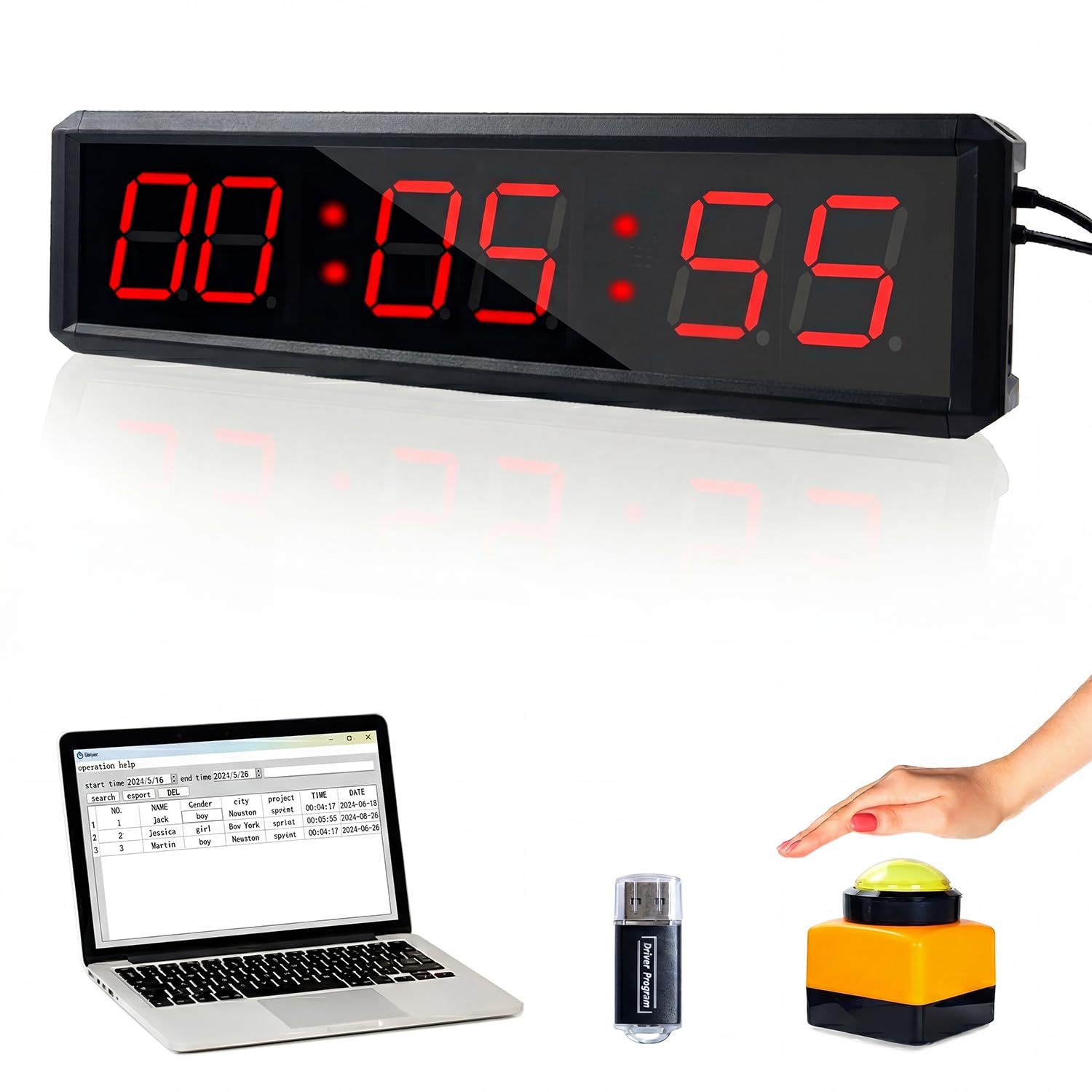 BS-MIAOBO Independent Button Type 1.5-inch Fitness Room Rest Timer, Suitable for Gym Exercise/School/Home Exercise/Boxing Gym/In