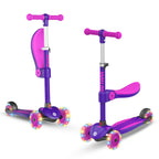 Gotrax KS3 Kids Kick Scooter, LED Lighted Wheels, Adjustable Handlebars and Removable Seat, Lean-to-Steer & Widen Anti-Slip Deck