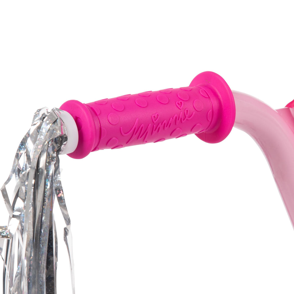 Huffy Disney Minnie 12'' Sparkly Snow Girls' Bike, Ideal For Ages 3-5 Years Old, Removable Training Wheels, Playful Design, Stur