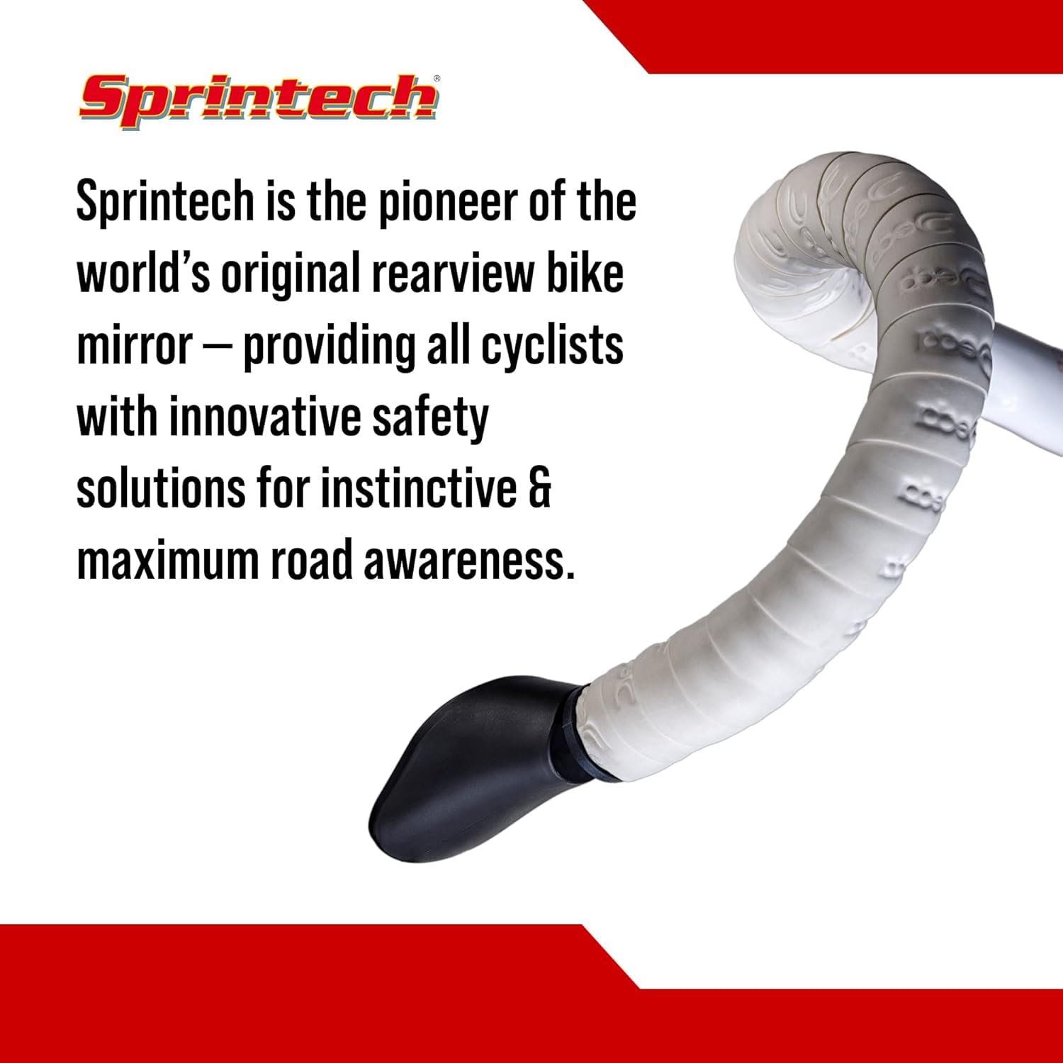 Sprintech Swiss-Made Convex Chrome-Plated Bike Mirror For Drop Bars - Hand-Finished, Adjustable, Reflective Surface, Durable Abs