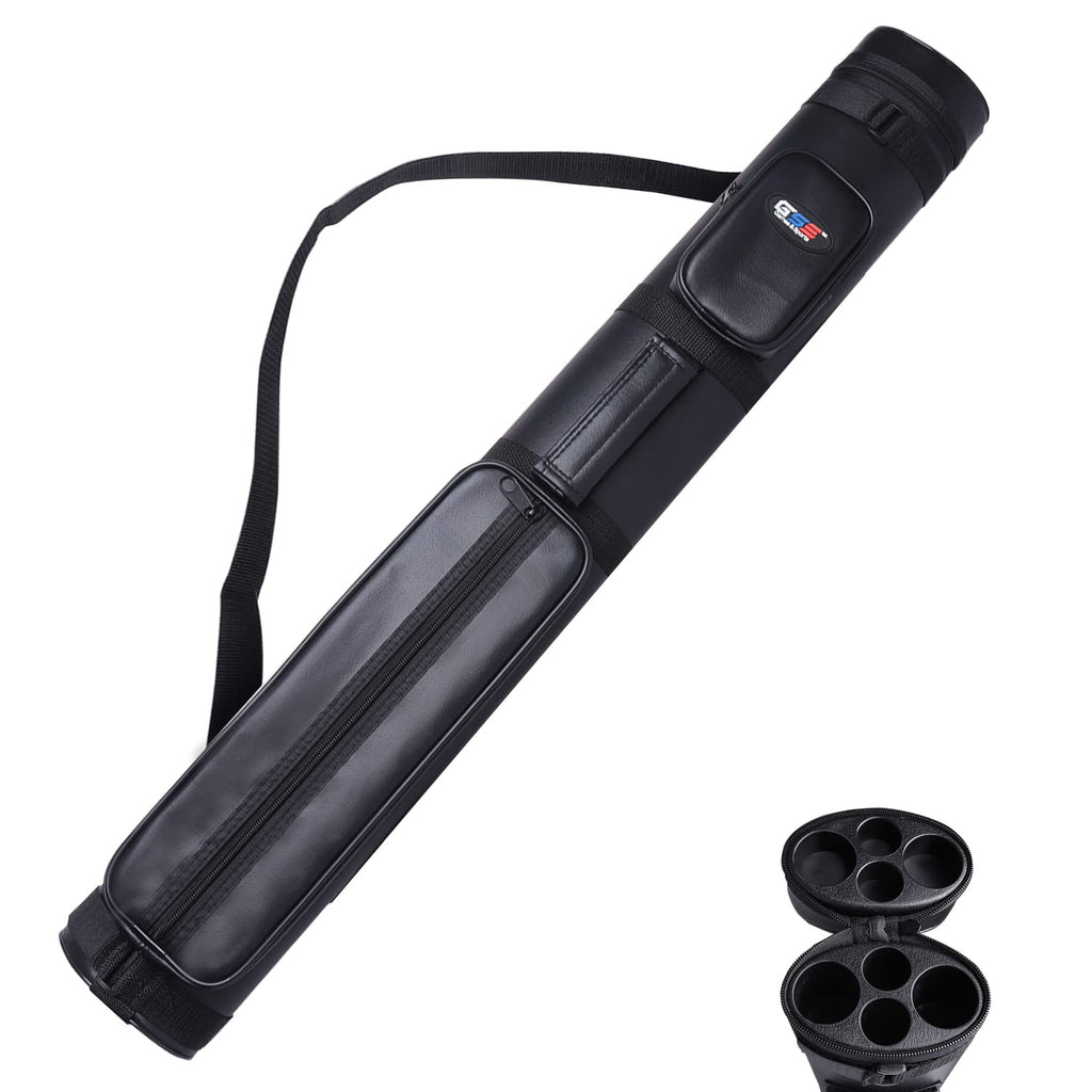Gse 2X2 Deluxe Hard Billiard Pool Cue Stick Carrying Case, Billiard Cue Case, Billiards Accessories (Oval - Black)