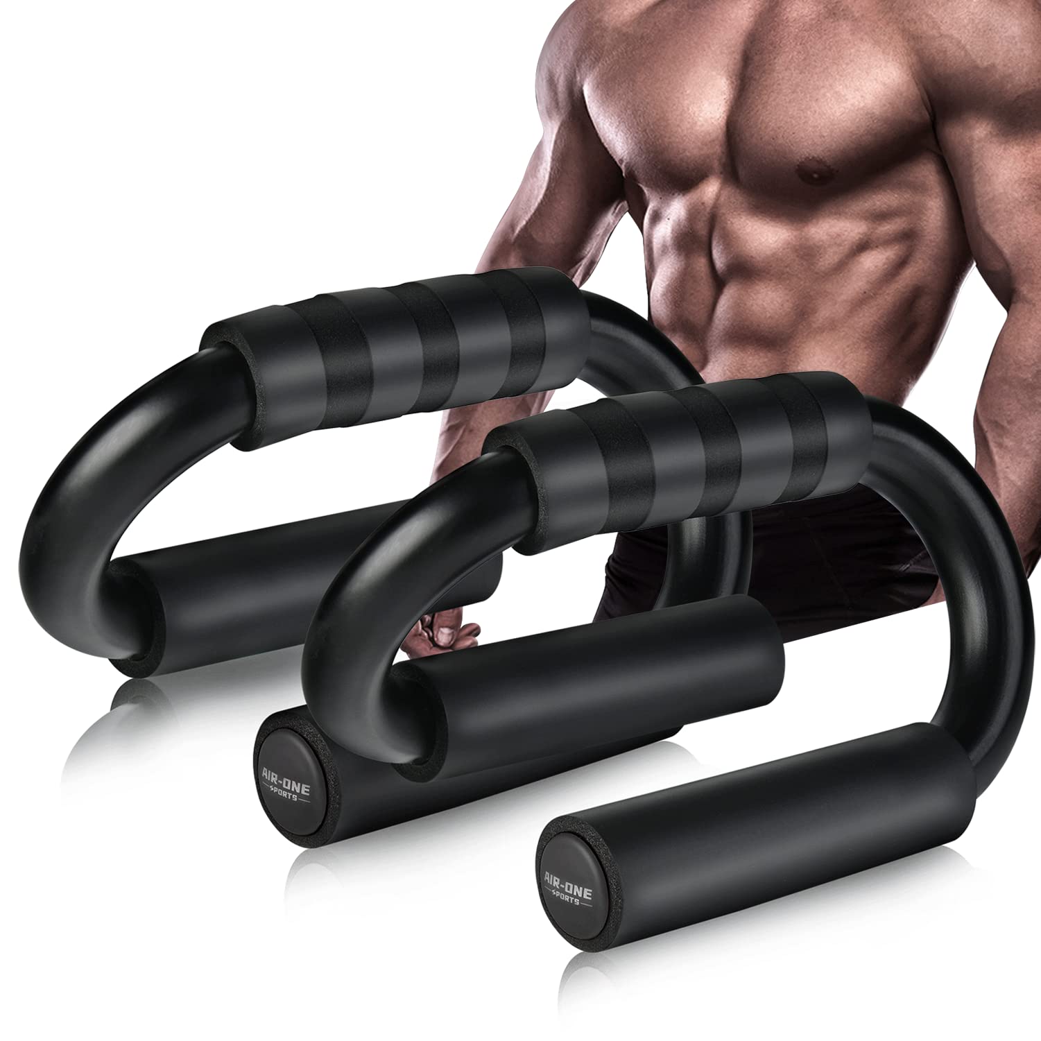 Kitchlife Air-One Sports Push Up Bars - 480 Lb Capacity, Extra Thick Non-Slip Foam Grips, Sturdy Structure, Ideal For Home Gym S