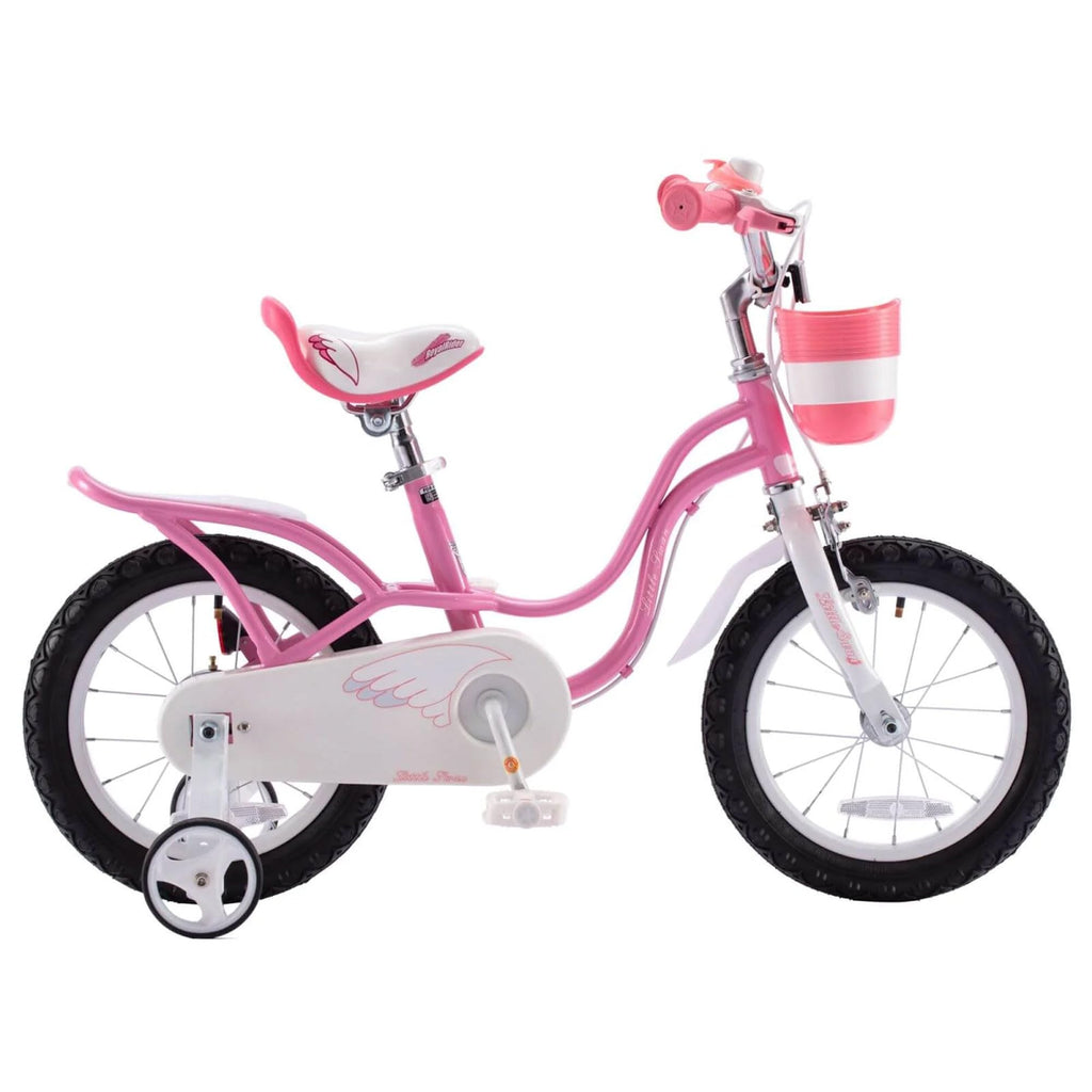 Royalbaby Little Swan 12'' Carbon Steel Kids Bike W/Dual Hand Brakes, Adjustable Seat, Folding Basket, & Training Wheels, For Gi