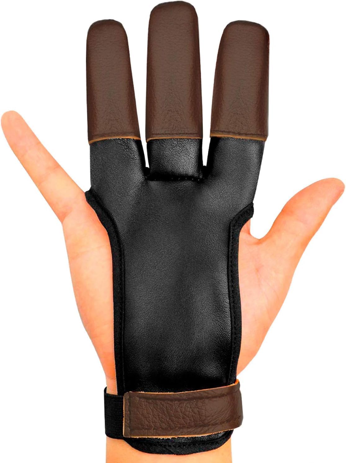 Keshes Archery Glove - Three Finger Tab - Durable Leather Protectors For Recurve & Longbow Bows - Comfortable Finger Guard For M