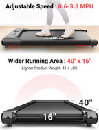 Therun Walking Pad, 2.5 Hp Under Desk Treadmill With Remote Control For Walking And Jogging, 265Lbs Capacity Widen Running Belt