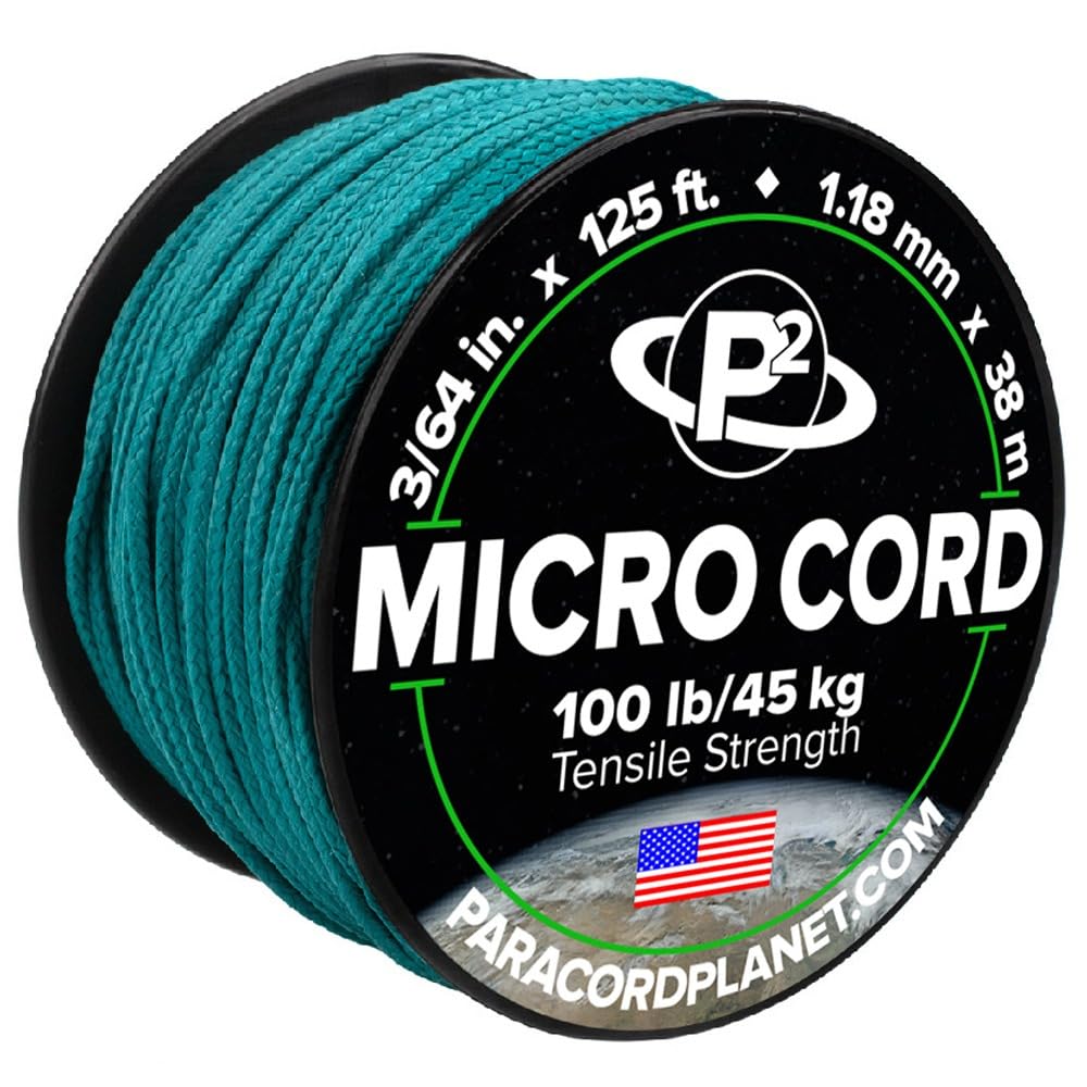 Paracord Planet Micro Paracord - Thin Braided Cord For Crafting, Fishing, And Diy Projects In 125 Ft Spools - Teal