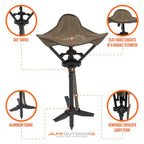 Alps Outdoorz Mesh Wetland Seat - Lightweight Hunting Chair With 360 Swivel, Aluminum Tubing, Adjustable Height, And Removable S