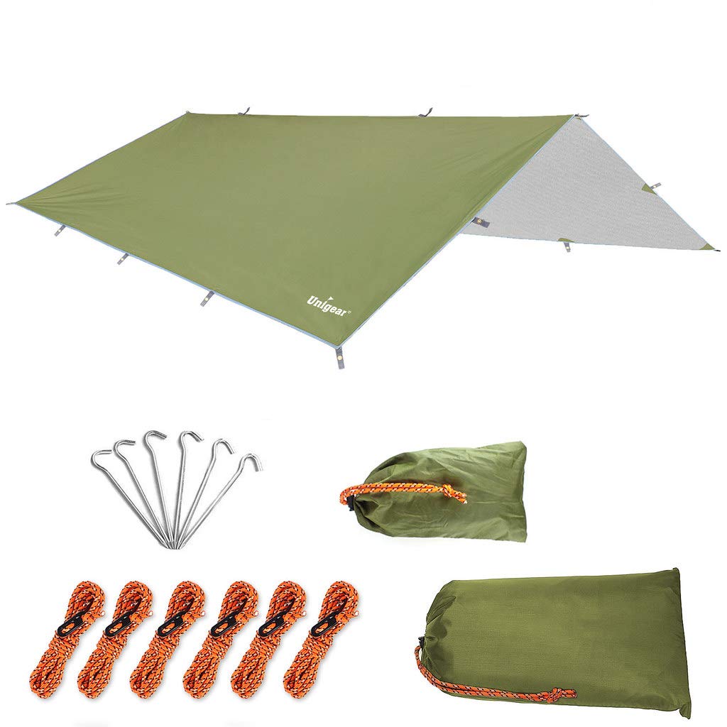 Unigear Hammock Rain Fly Waterproof Tent Tarp, 16.5X9.8Ft, Uv Protection And Pu 3000Mm Waterproof, Lightweight For Camping, Back