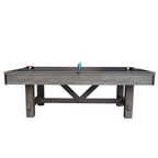 Hathaway Logan 7-Ft Pool Table Combo Set With Benches - Rustic Gray With Blue Felt, Barnwood