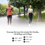Crossrope Get Lean Set - Weighted Jump Rope- 1/4 Lb And 1/2 Lb Ropes - Slim Handles - Large