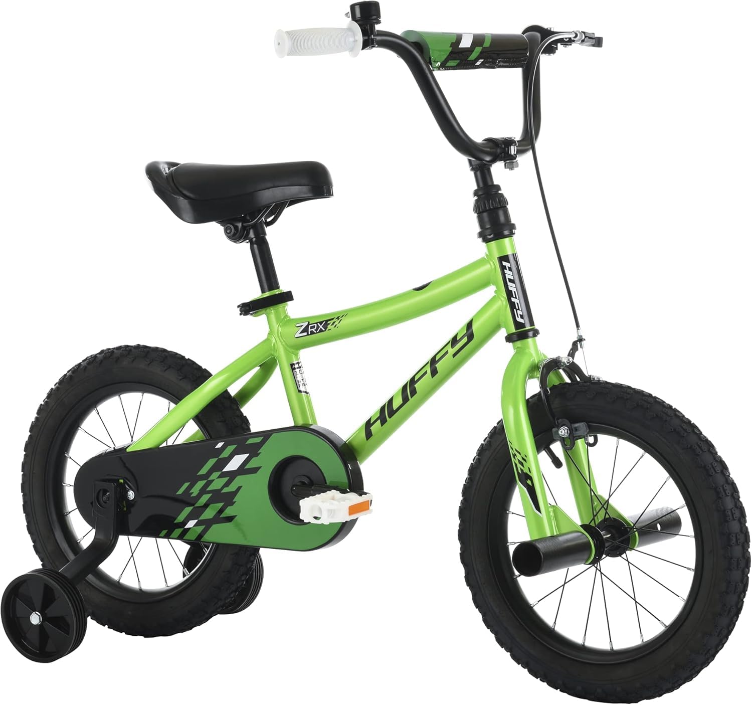 Huffy ZRX 12    Kids BMX Bike with Pegs, Training Wheels, Handlebar Bell, Green