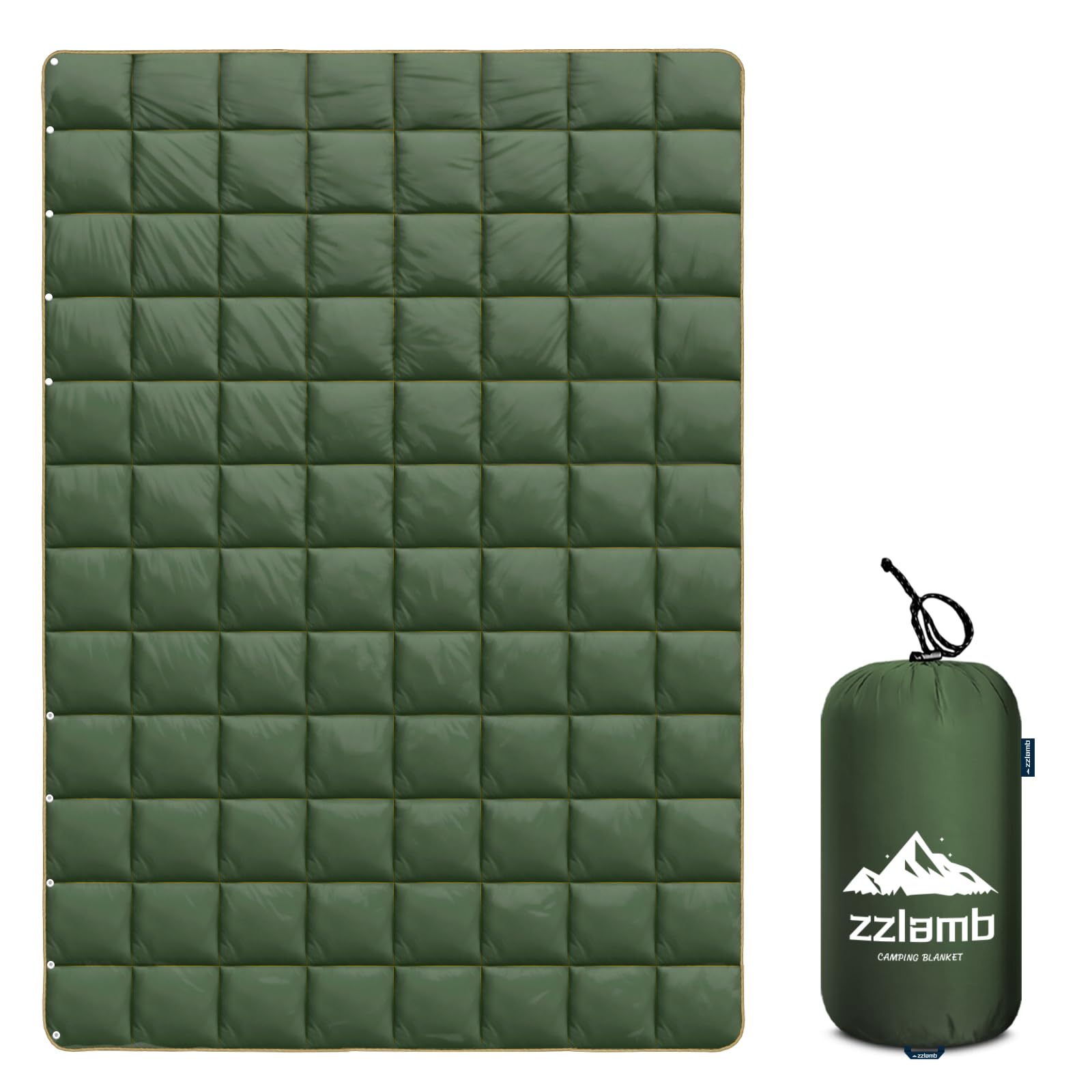 Zzlamb Puffy Camping Blanket For Adults, Compact Soft Warm Blanket Water-Repellent, Packable Lightweight Quilt Down Alternative
