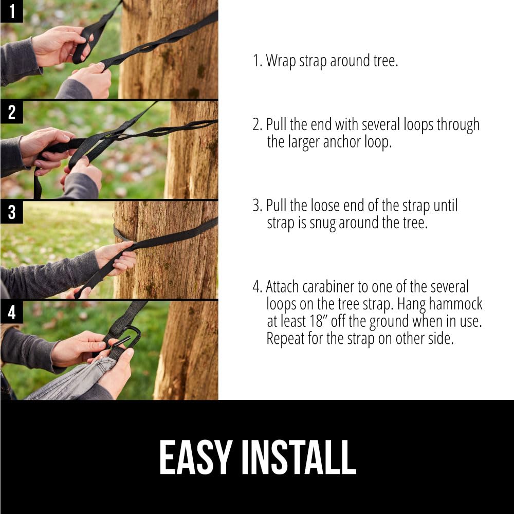 Gorilla Grip Durable Portable Camping Hammock, Holds 400Lbs With Heavy Duty Tree Straps, Comfortable Travel Swing, Camp Hammocks