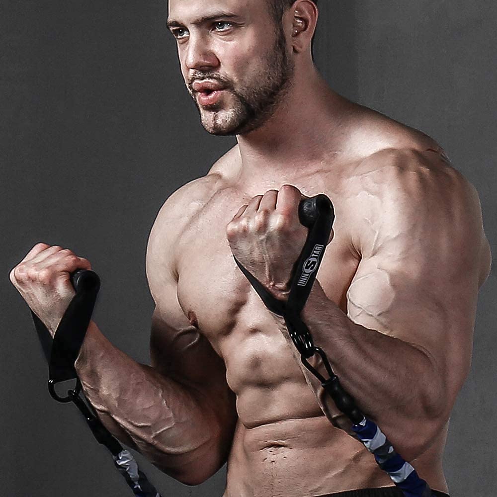 Innstar Upgraded Heavy Duty Exercise Handles, Cable Machine Attachments Resistance Bands Handles With Solid Abs Core Grips Fitne