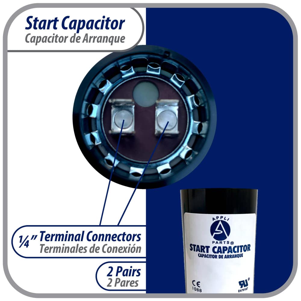 Appli Parts Motor Start Capacitor 200-240 Mfd (Microfarads) Uf 110-125 Vac Universal Fit For Electric Motor Applications 1-716 I