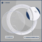 Five Oceans 8'' Boat Hatch, Marine Round Inspection Deck Plate Hatch With Detachable Clear Lid, Uv-Resistant Abs White Plastic,