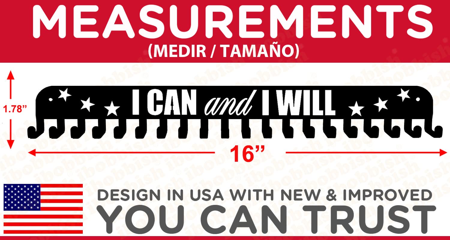 Ibobbish I Can & I Will Sports Marathon Medal Display Hanger Holder Racks Frame In Matt Black Surface Wall Mount Over 40 Medals