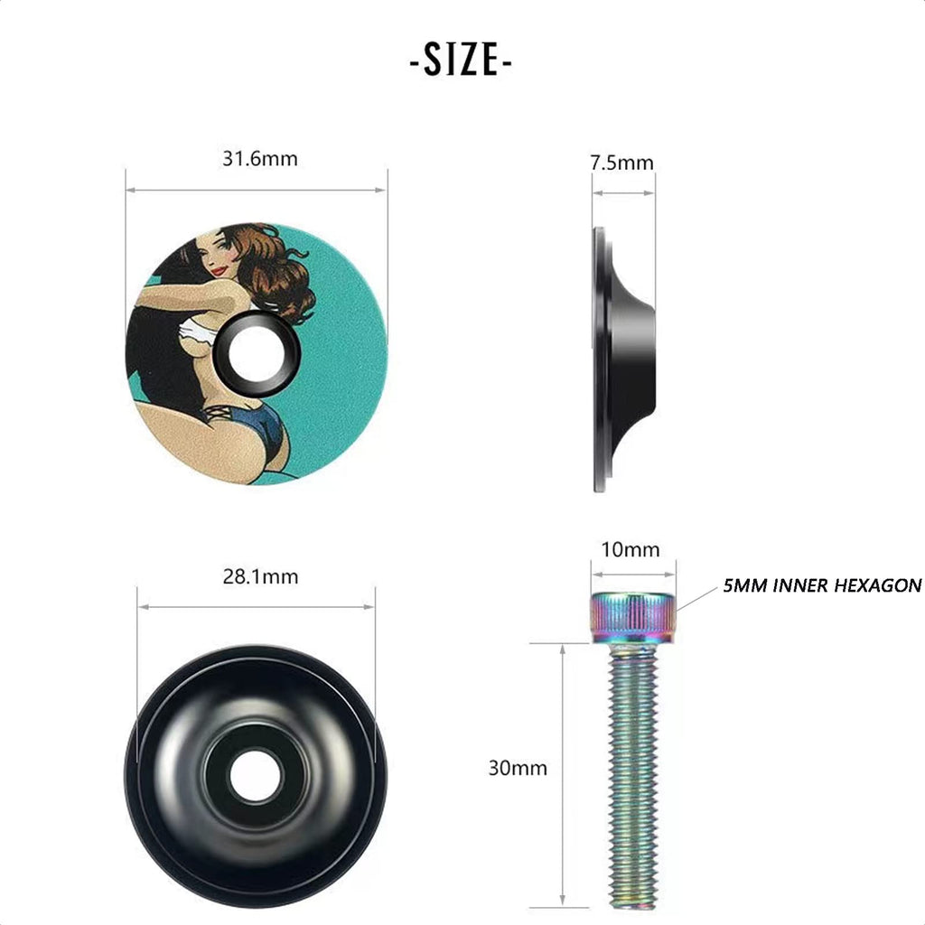 Aleoed 1 1/8 Inch Bike Headset Top Cap Front Fork Stem Top Cover Bowl Aluminum Alloy With Titanium Bolts For Mtb Road Bicycle