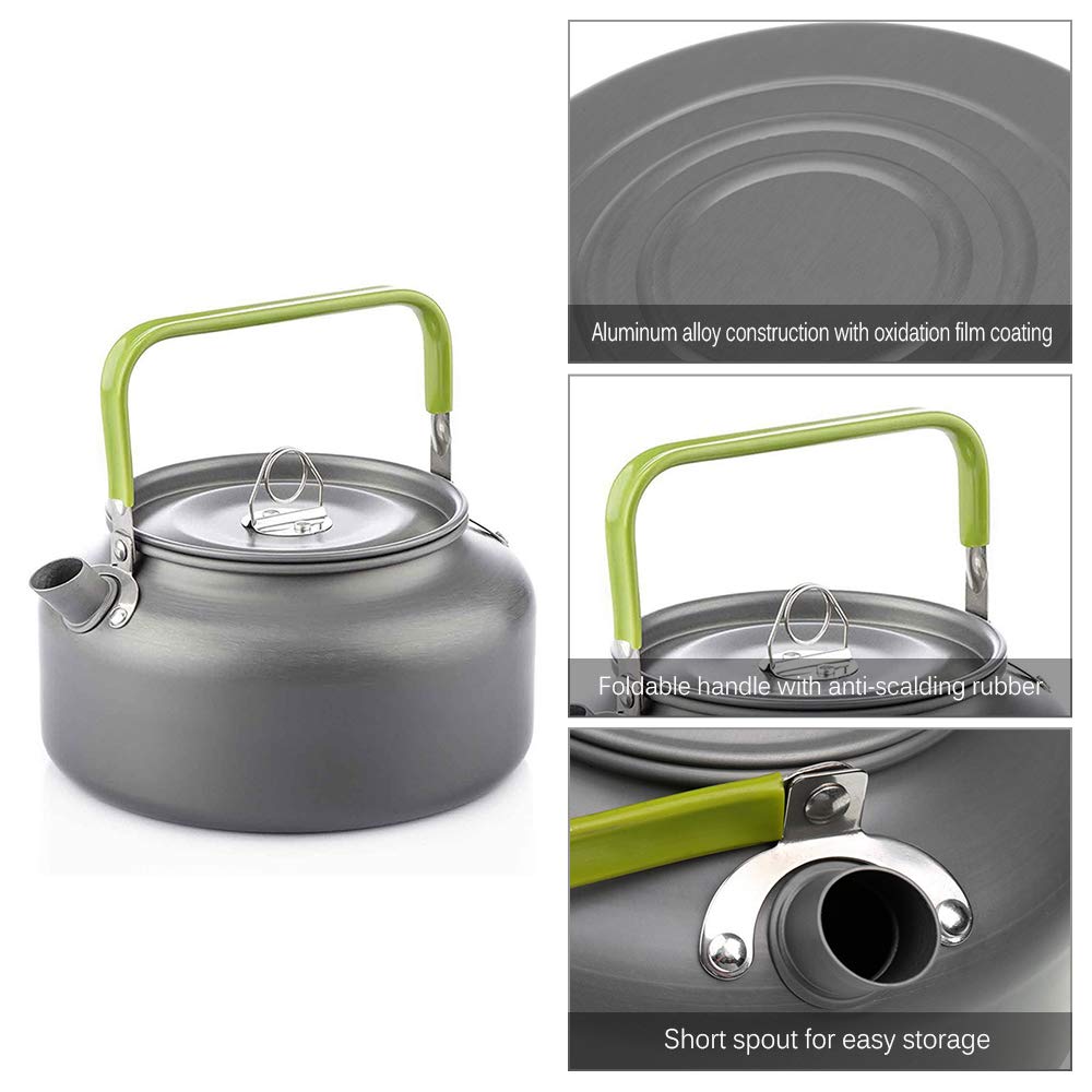 Docooler Camping Kettle - 1.2L Portable Ultra-Light Outdoor Hiking Camping Picnic Water Kettle, Teapot, Coffee Pot - Compact, Qu