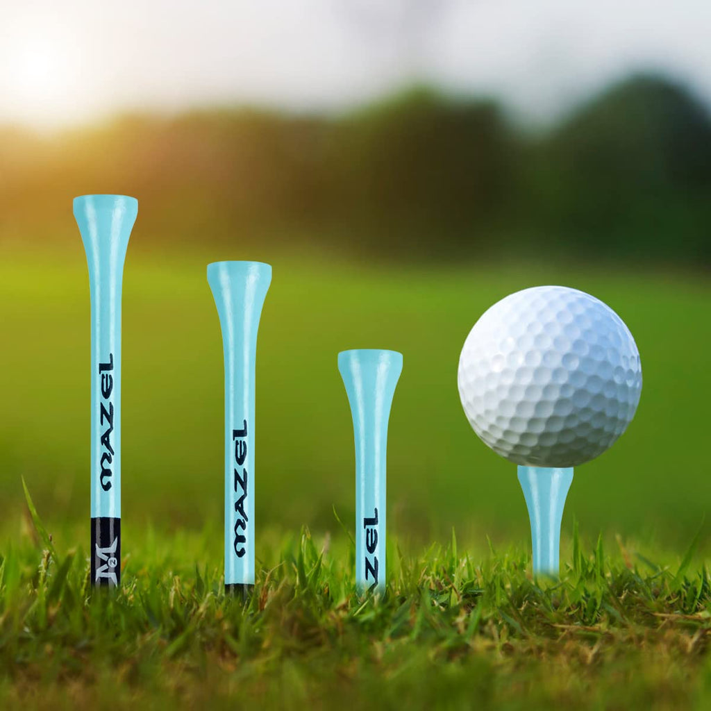Mazel Natural Wood/Bamboo Golf Tees 2 3/4 Inch & 3 1/4 Inch,Pack 50 Or 120,Reduce Friction & Side Spin,More Durable And Stable G