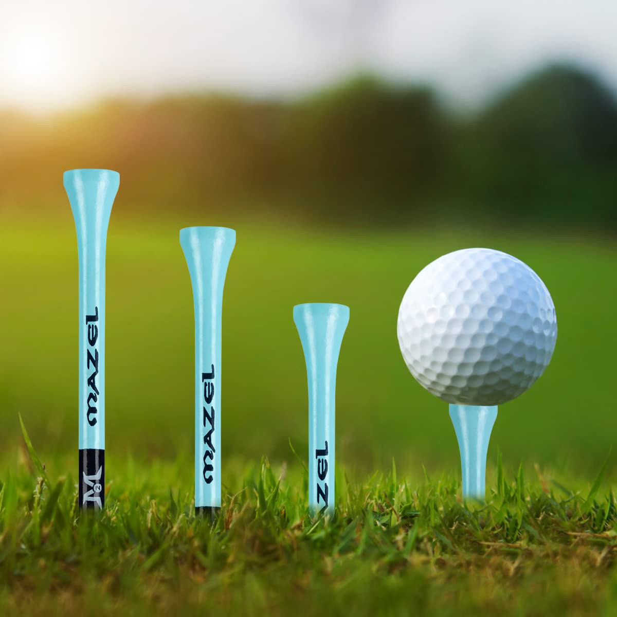Mazel Natural Wood/Bamboo Golf Tees 2 3/4 Inch & 3 1/4 Inch,Pack 50 Or 120,Reduce Friction & Side Spin,More Durable And Stable G