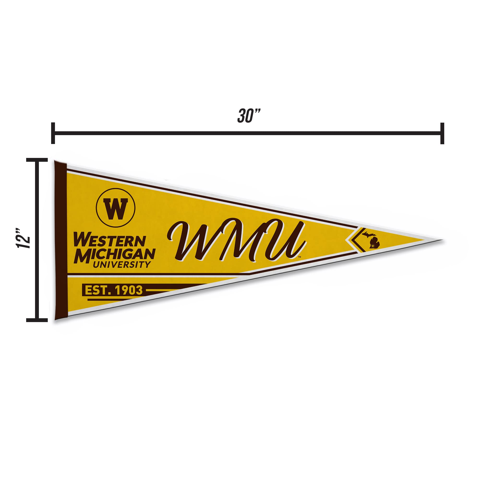 Rico Industries Ncaa Western Michigan Broncos Classic 12'' X 30'' Felt Wall D  Cor Pennant - Great For Home/Bed Room/Man Cave D