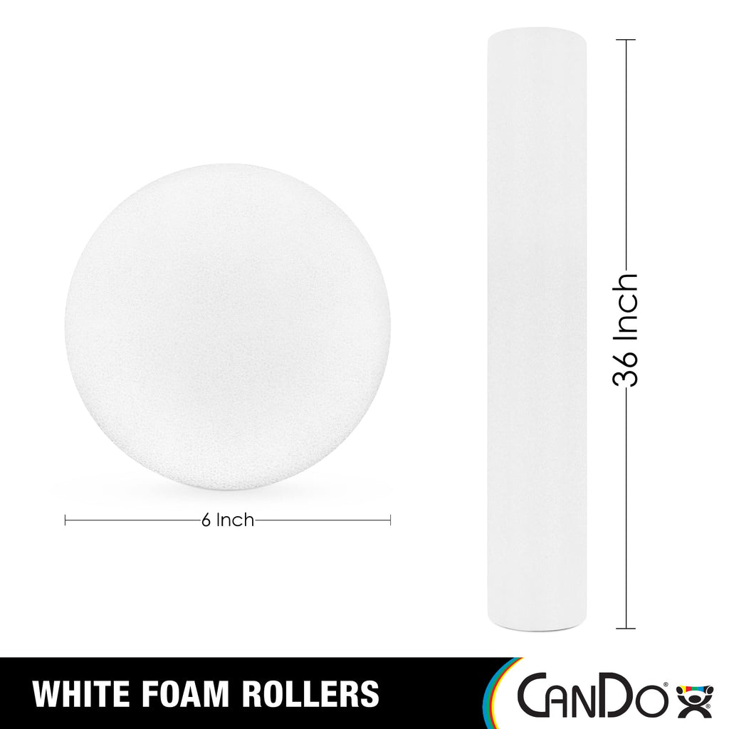 Cando White Pe Foam Rollers For Exercise, Finess, Muscle Restoration, Massage Therapy, Sport Recovery And Physical Therapy For H