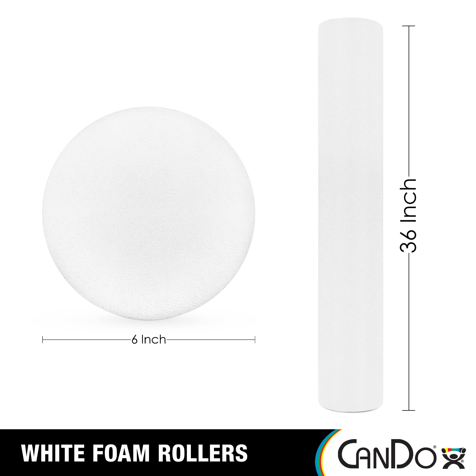 Cando White Pe Foam Rollers For Exercise, Finess, Muscle Restoration, Massage Therapy, Sport Recovery And Physical Therapy For H