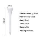 Crestgolf Wood Golf Tees 2-1/8 Inch Pack Of 100 (White)