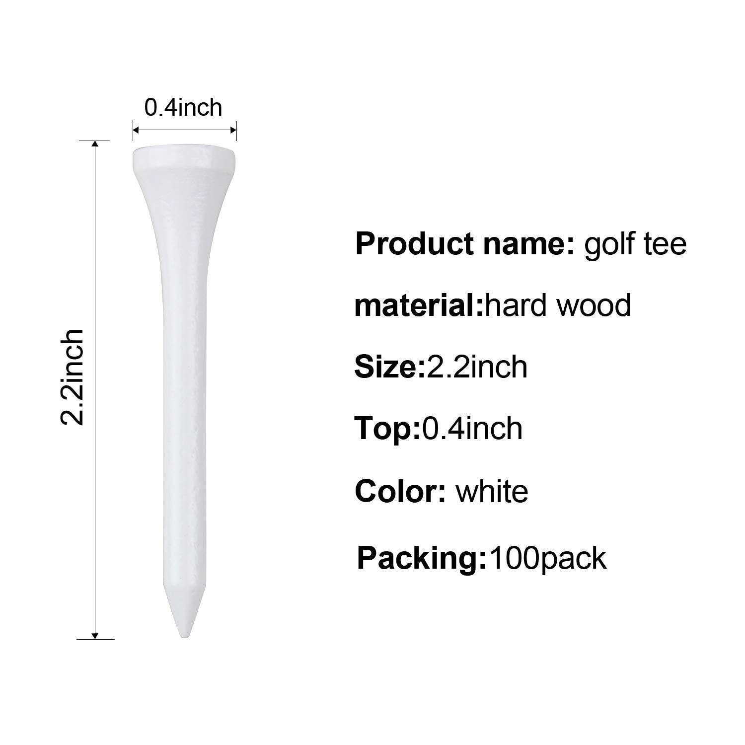 Crestgolf Wood Golf Tees 2-1/8 Inch Pack Of 100 (White)