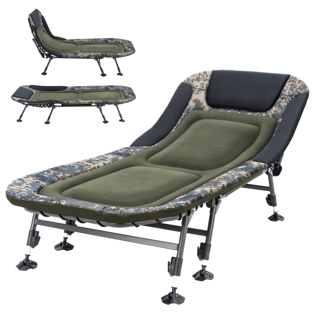 Campnacht Folding Camping Cot With Mattress For Adults, Heavy Duty Military Bed With Carry Bag, 180? Adjustable Reclining Outdoo