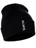 Daxton Vertical Usa Cities Cuffed Beanie Winter Knit Hat Skully Cap, Atlanta Black White