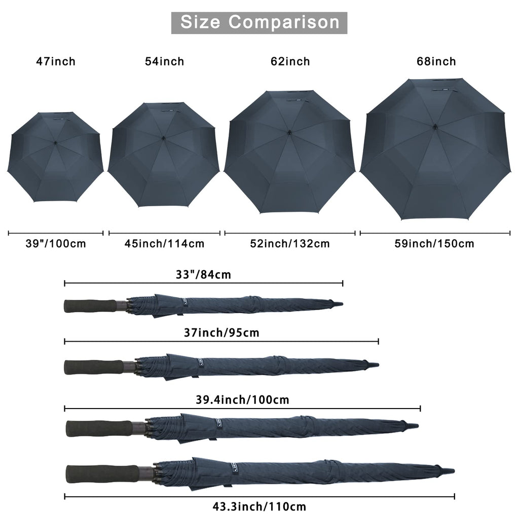 G4Free 68 Inch Automatic Open Golf Umbrella Double Canopy Extra Large Oversize Windproof Waterproof Stick Umbrellas(Navy Blue)
