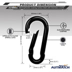 Autmatch Carabiner Clips, 3'' Carbon Steel Spring Snap Hook Caribeener Clips Buckle Pack Grade Heavy Duty Carabiners Quick Link