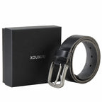 Xouxou Mens Casual Leather Jeans Belts Classic Work Business Dress Belt With Prong Buckle For Men (Full Grain Leatherblack (F316
