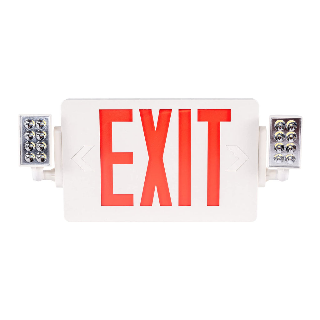 Gruenlich Led Combo Emergency Exit Sign With 2 Adjustable Head Lights And Double Face, Back Up Batteries- Us Standard Red Letter