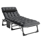 Lilypelle Portable Folding Cot Bed, Adjustable 6-Position Adults Reclining Chaise With Pillow, Outdoor Portable Lounge Chair Sle