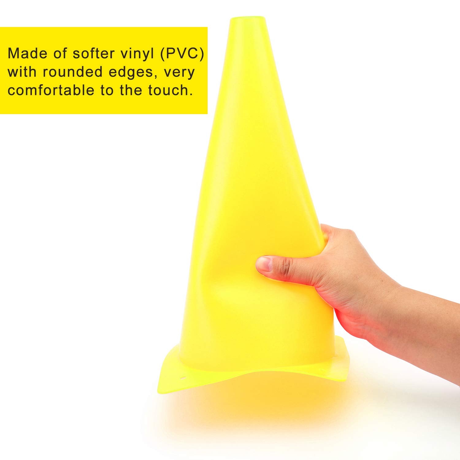 12 Inch Yellow Traffic Training Cones, Plastic Safety Parking Cones, Agility Field Marker Cones For Soccer Basketball Football D