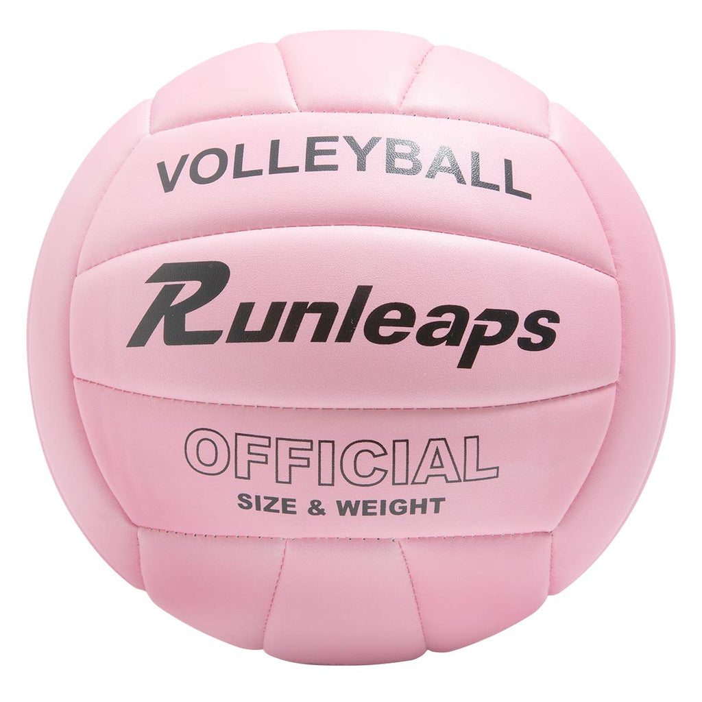 Runleaps Volleyball, Waterproof Indoor Outdoor Volleyball For Beach Game Gym Training (Official Size 5, Pink)